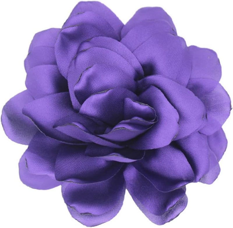 Decixde Satin Fabric Rose Flower Brooches - Handmade Floral Accessory for Wedding Party Dance Banquet Ceremony - Size: 4.72in - Image 5